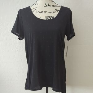 Lularoe M Classic Tee Women's Black Floral Short Sleeve Top